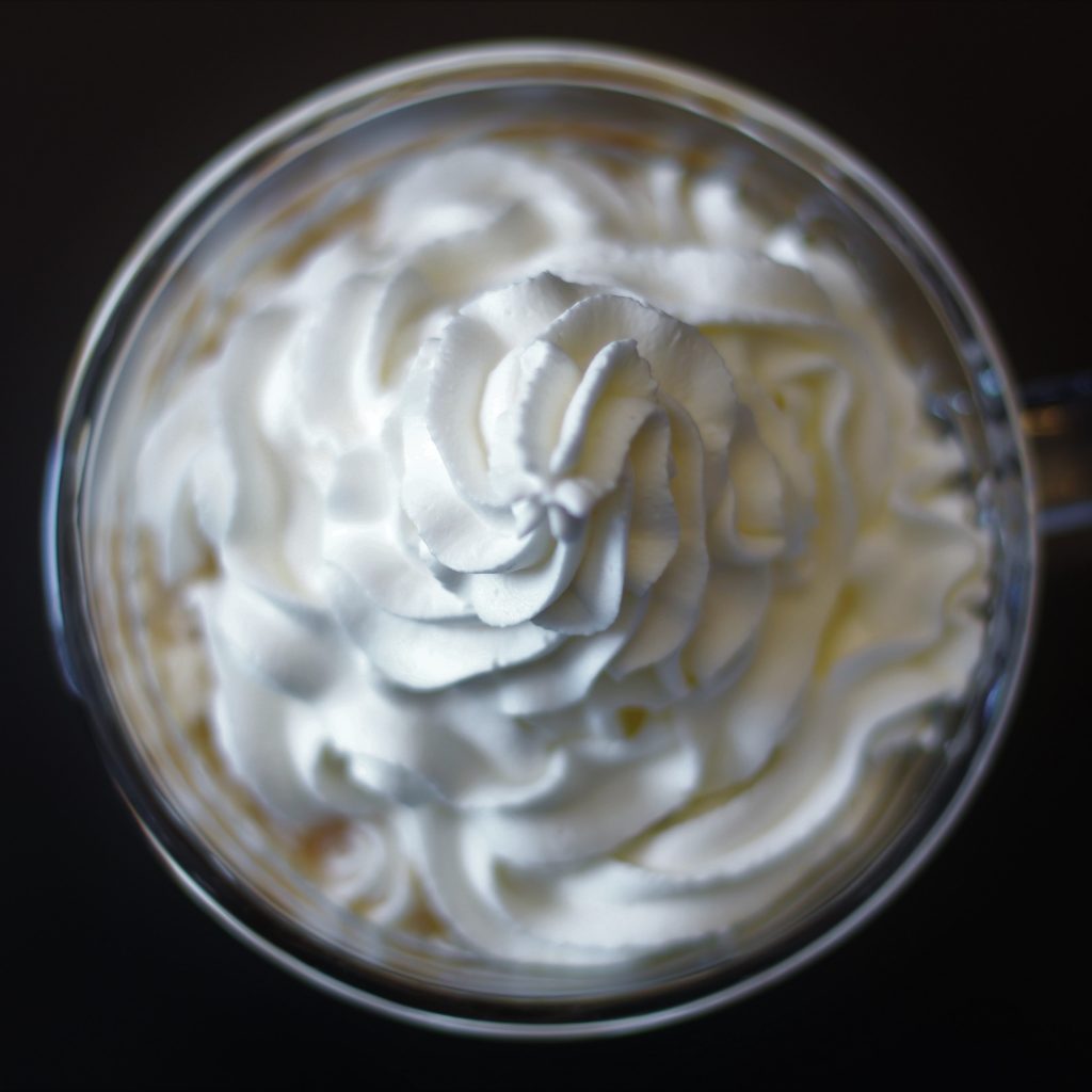 top down view of whipped cream swirl