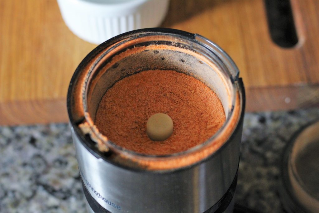 carrot powder in a spice grinder