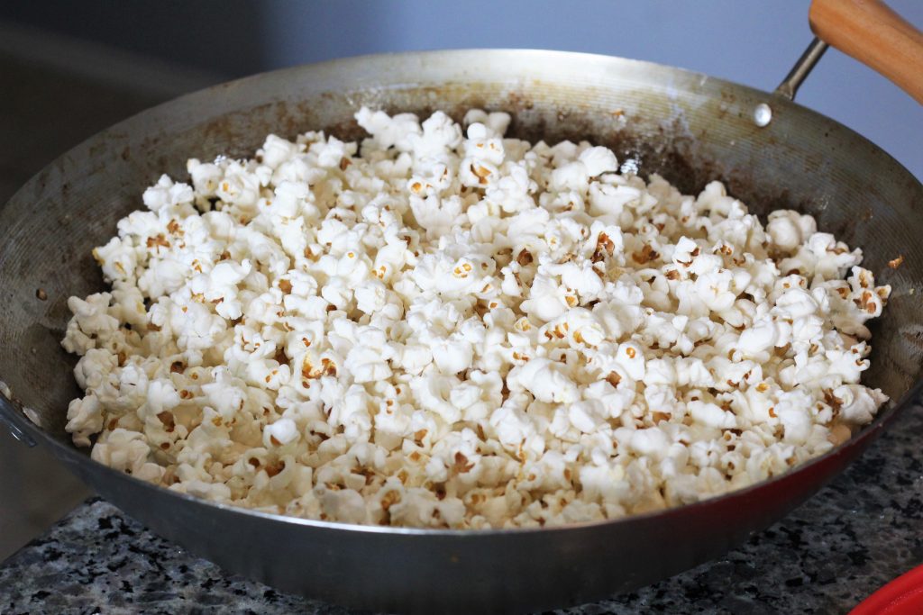 popped popcorn in pan