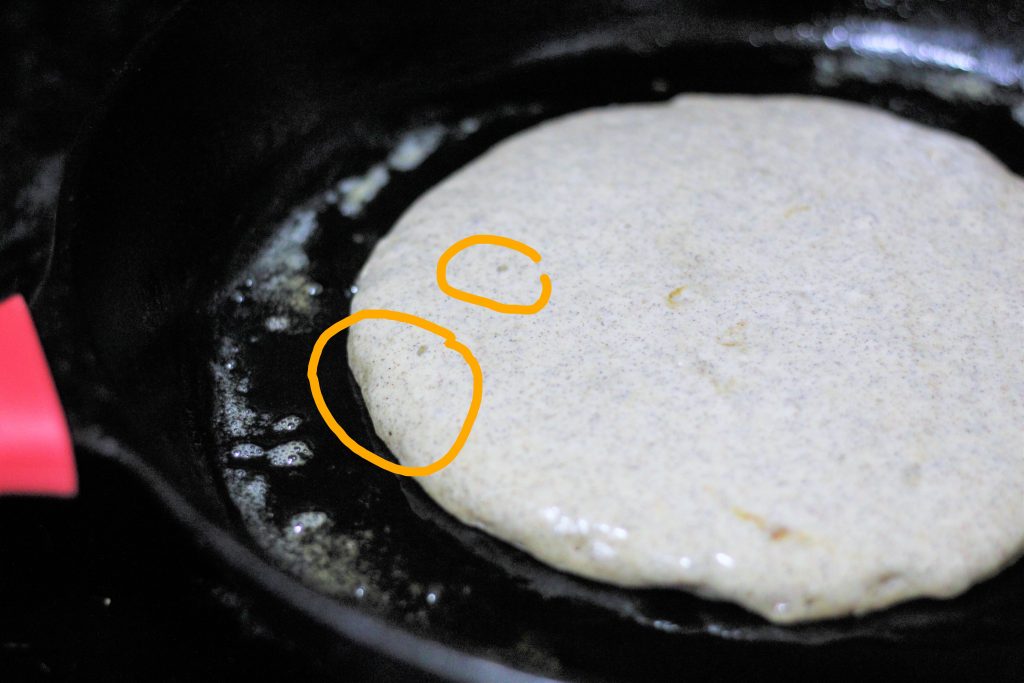 Pancake cooking in the pan. 